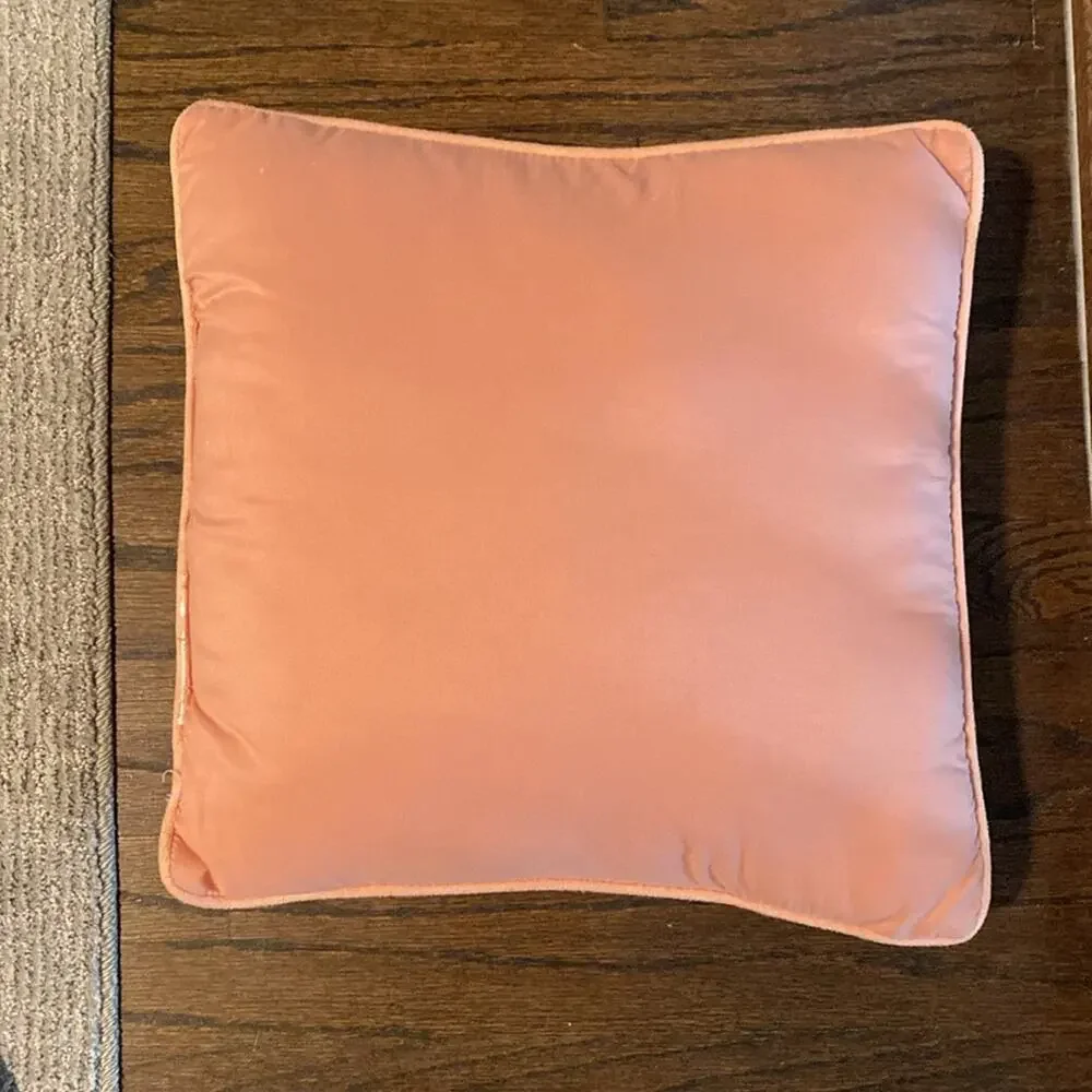 Vintage bed bath and beyond embroidered‎ pink velveteen 20x20 accent pillow